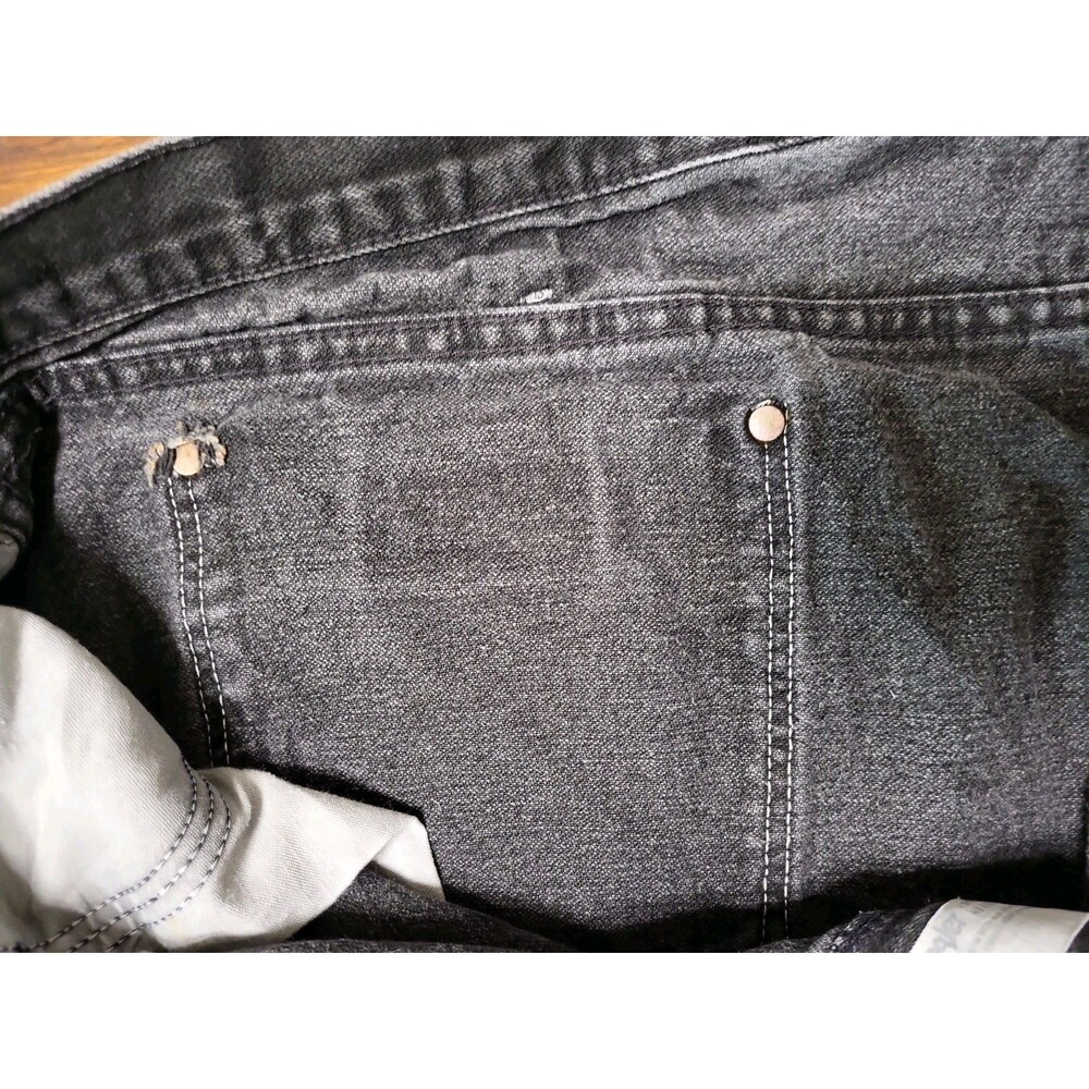 Vintage 80s Wrangler 13MWZWK Black Cowboy Cut Jeans Made in USA 42x32 Distressed - Picture 10 of 16